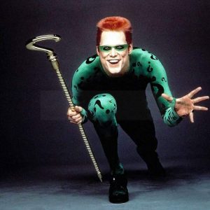 Details about   Riddler from Batman/Jim Carrey/ adult mask 1995 collector item new old stock 