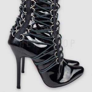 Lady Gaga Stage Worn Black Leather Lace-Up Boots