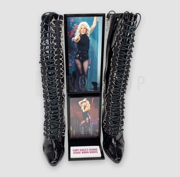 Lady Gaga Stage Worn Black Leather Lace-Up Boots