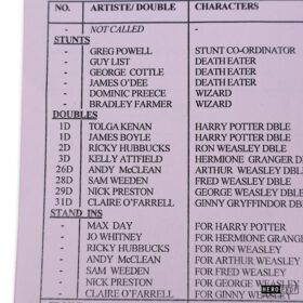 Harry Potter & The Goblet Of Fire – 2nd Unit Test Callsheet – HeroProp.com